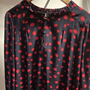 Navy and red polka dot loft blouse, size XL
